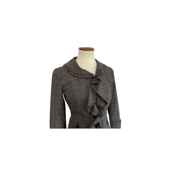 Y2K Vintage Ann Taylor Loft 10P Petite Plaid Ruffle Collar Blazer Cottage Core - Picture 4 of 10